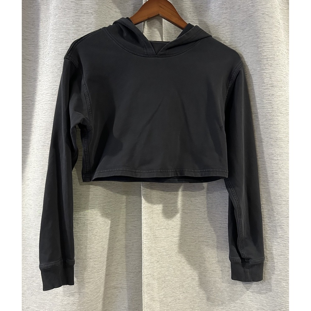 Lululemon Hoodie Womens Size 4 Black Pullover Cotton Blend Terry Long Sleeve